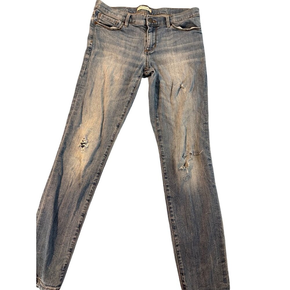 Banana Republic Premium Denim Skinny Ankle Jeans Destroyed Hole Distressed Sz 28
